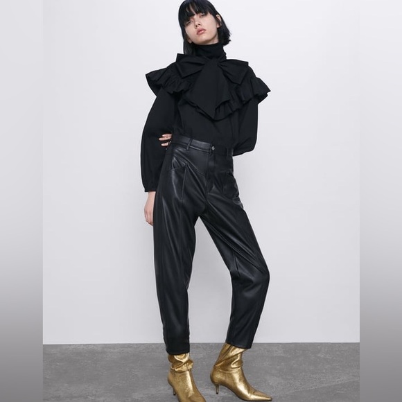 さらぽん Zara | Pants & Jumpsuits | Zara Black Faux Leather 8s Corsy Pants
